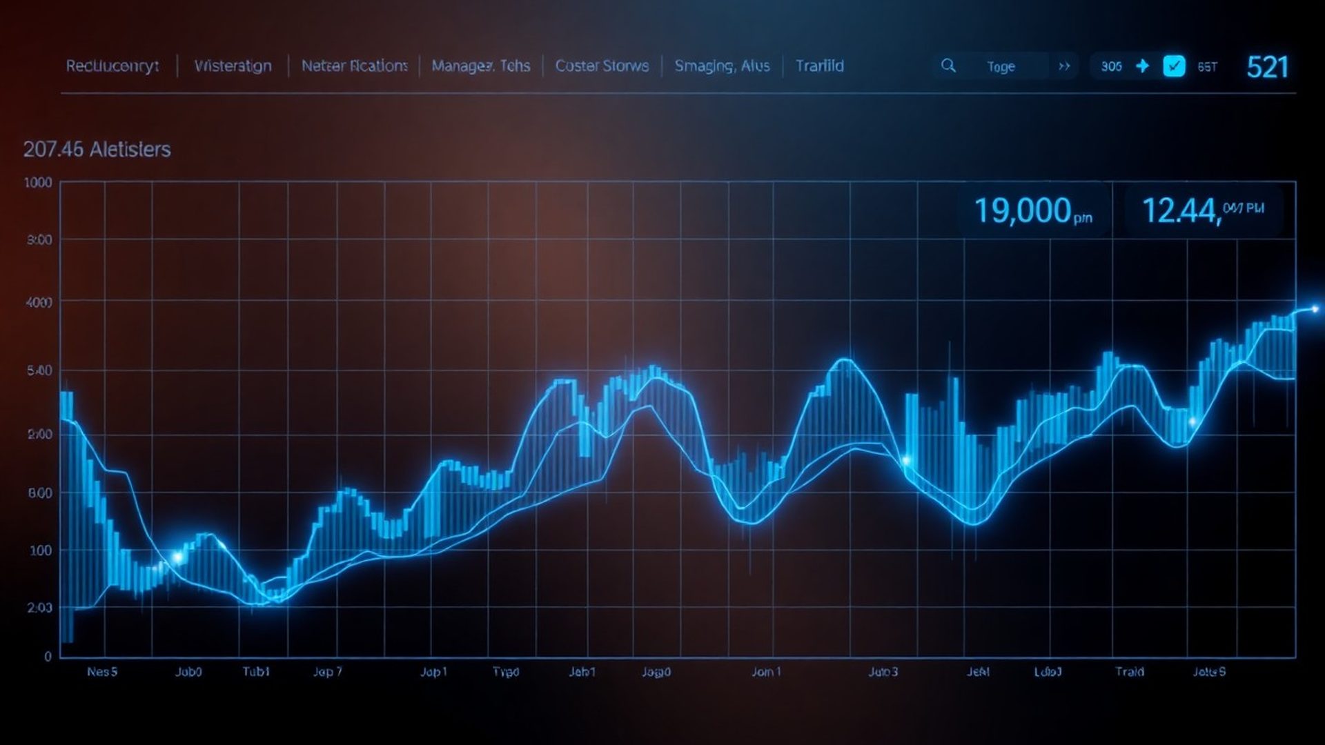 Panel azul de trading automatizado con flujos de datos en tiempo real